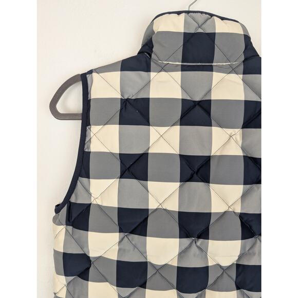 J Crew Excursion Vest Plaid Check Down Filled Quilted Fall Blue White Size S - Picture 8 of 13